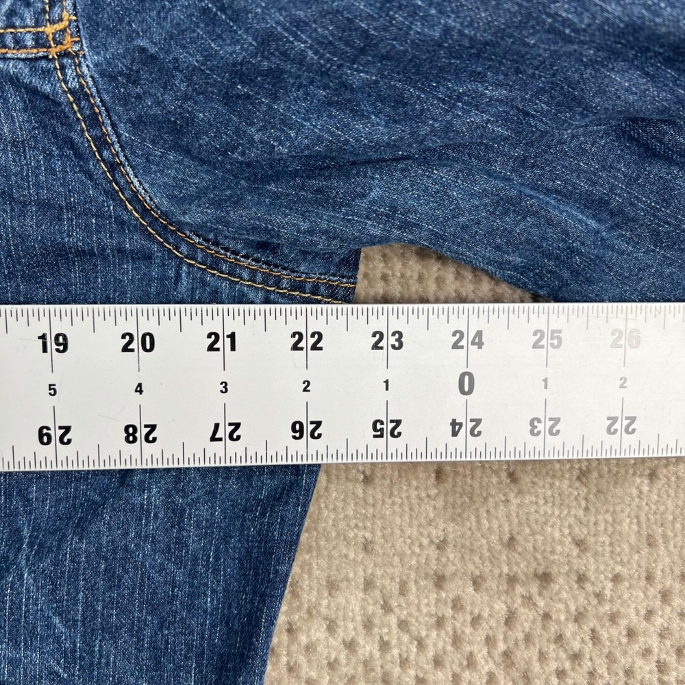 American Eagle Mens Denim Trucker Jacket Blue Medium Distressed Cotton Jean - Picture 6 of 7